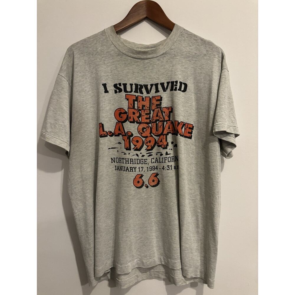 Men’s Early 90s Great L.A. Quake Vintage Single Stitch Tee Size XL Pre-owned